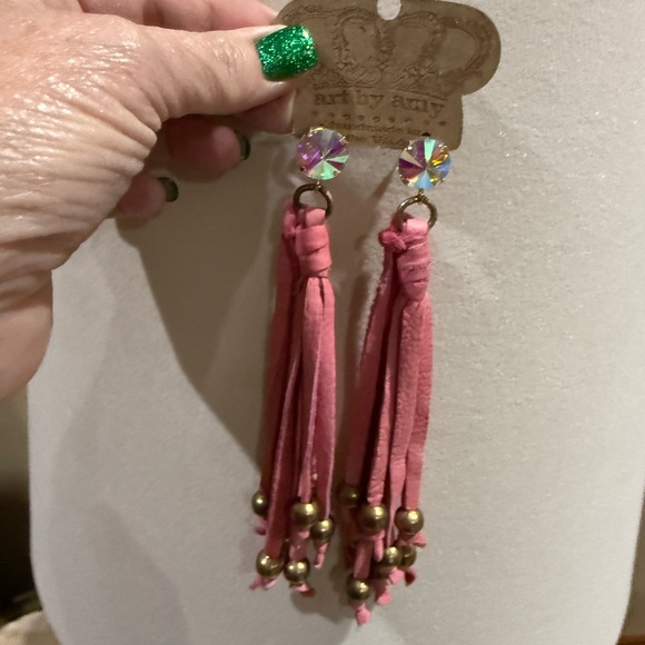 Art by Amy Pink Tassel Earrings - Picture 2 of 3